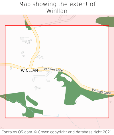 Map showing extent of Winllan as bounding box