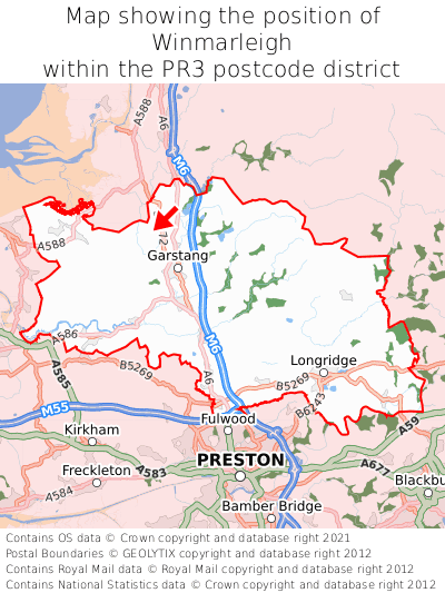 Map showing location of Winmarleigh within PR3