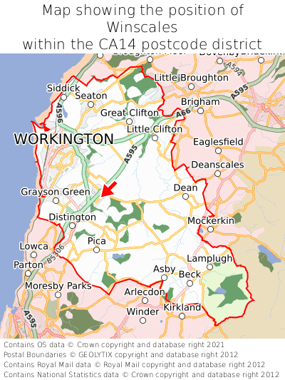 Map showing location of Winscales within CA14
