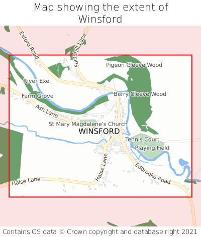 Map showing extent of Winsford as bounding box