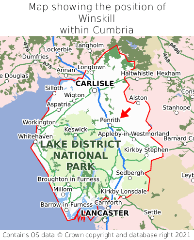 Map showing location of Winskill within Cumbria