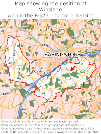 Map showing location of Winslade within RG25