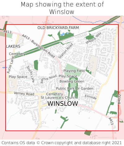 Map showing extent of Winslow as bounding box