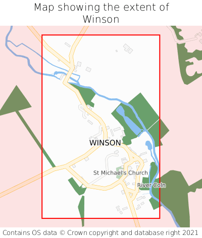 Map showing extent of Winson as bounding box