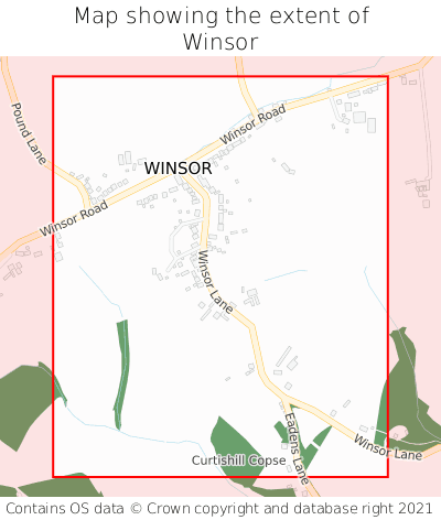 Map showing extent of Winsor as bounding box