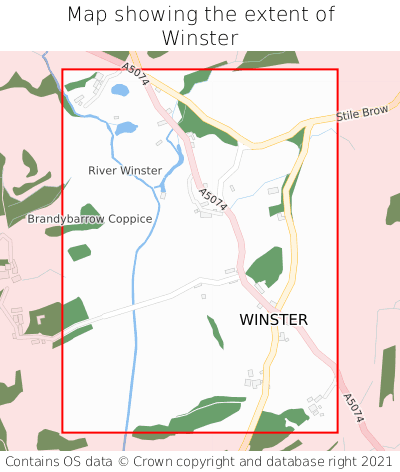 Map showing extent of Winster as bounding box