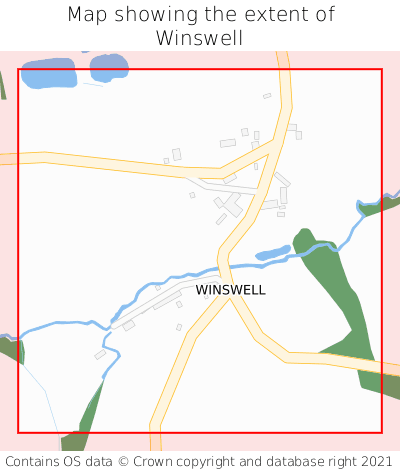 Map showing extent of Winswell as bounding box