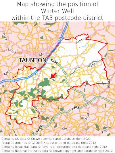 Map showing location of Winter Well within TA3