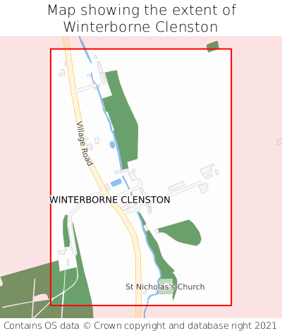 Map showing extent of Winterborne Clenston as bounding box