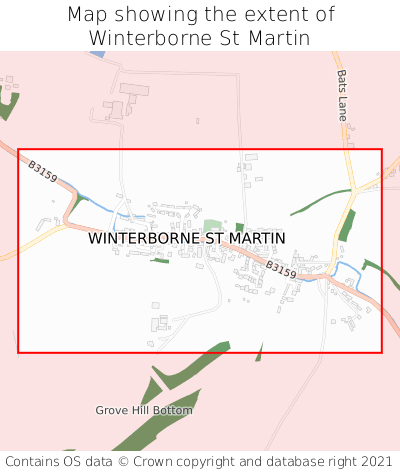Map showing extent of Winterborne St Martin as bounding box