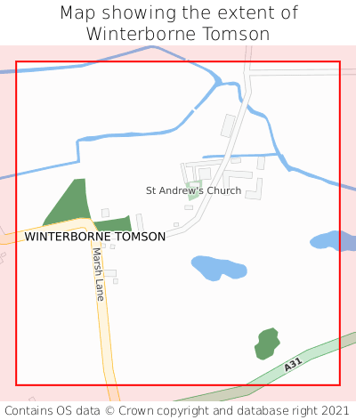 Map showing extent of Winterborne Tomson as bounding box