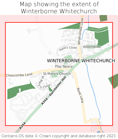 Map showing extent of Winterborne Whitechurch as bounding box