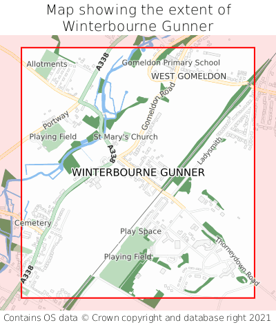 Map showing extent of Winterbourne Gunner as bounding box