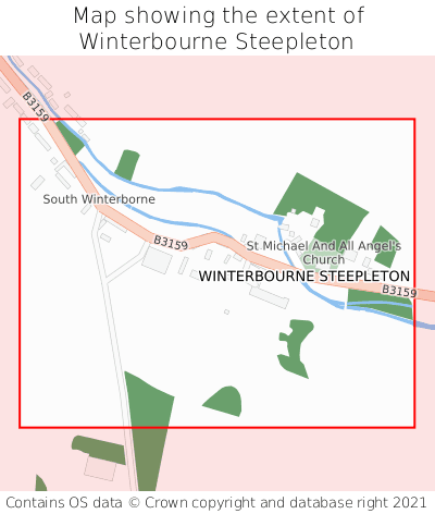 Map showing extent of Winterbourne Steepleton as bounding box