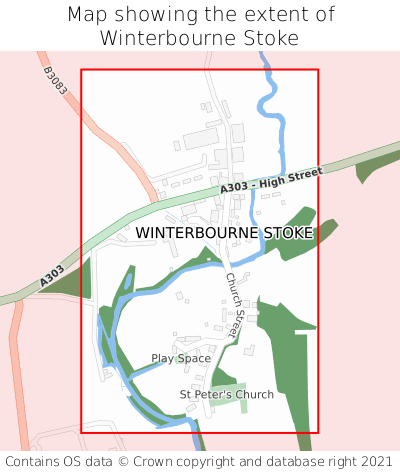 Map showing extent of Winterbourne Stoke as bounding box