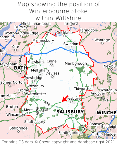 Map showing location of Winterbourne Stoke within Wiltshire