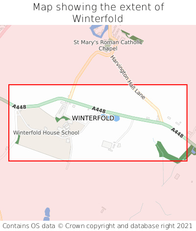 Map showing extent of Winterfold as bounding box