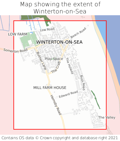 Map showing extent of Winterton-on-Sea as bounding box