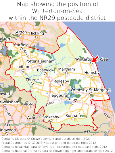 Map showing location of Winterton-on-Sea within NR29