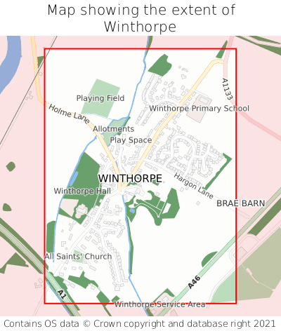 Map showing extent of Winthorpe as bounding box