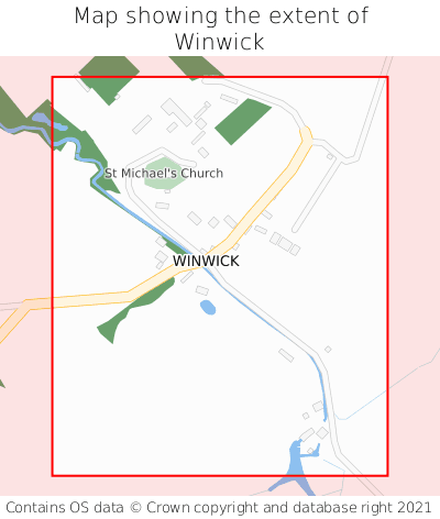 Map showing extent of Winwick as bounding box