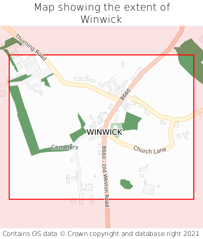 Map showing extent of Winwick as bounding box