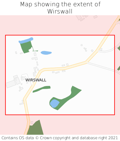Map showing extent of Wirswall as bounding box