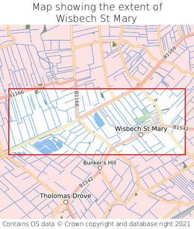 Map showing extent of Wisbech St Mary as bounding box