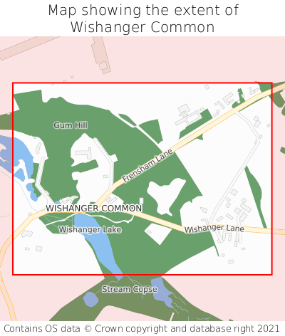 Map showing extent of Wishanger Common as bounding box