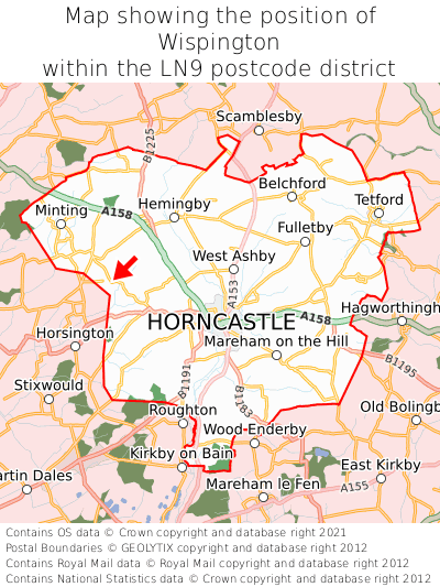 Map showing location of Wispington within LN9