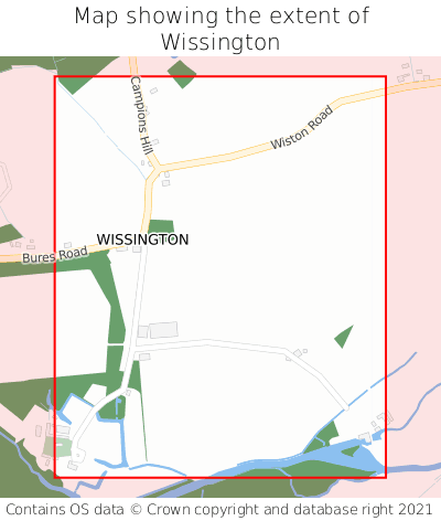 Map showing extent of Wissington as bounding box