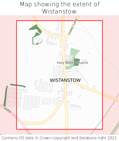 Map showing extent of Wistanstow as bounding box