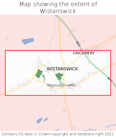 Map showing extent of Wistanswick as bounding box