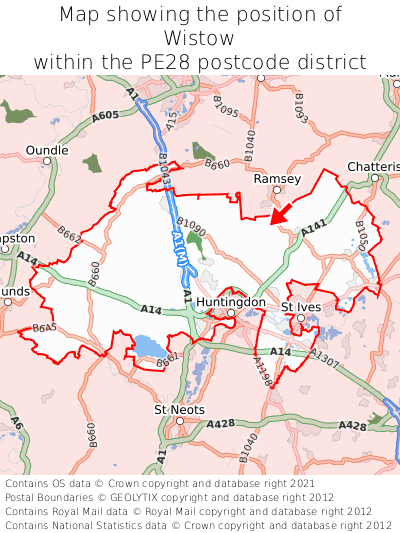 Map showing location of Wistow within PE28