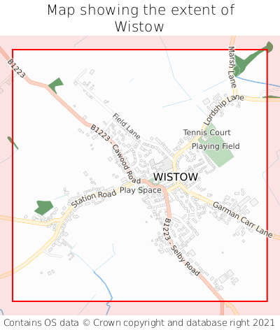 Map showing extent of Wistow as bounding box