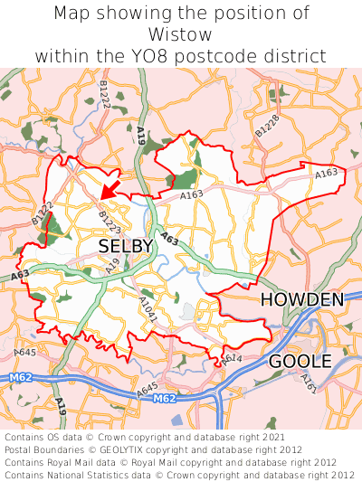 Map showing location of Wistow within YO8