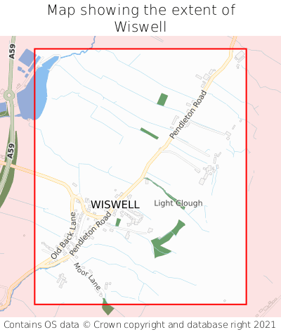 Map showing extent of Wiswell as bounding box