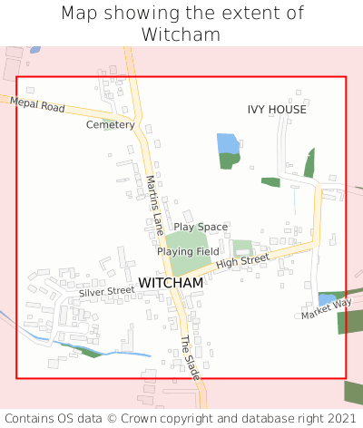 Map showing extent of Witcham as bounding box