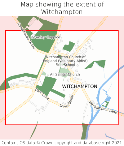 Map showing extent of Witchampton as bounding box