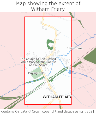 Map showing extent of Witham Friary as bounding box