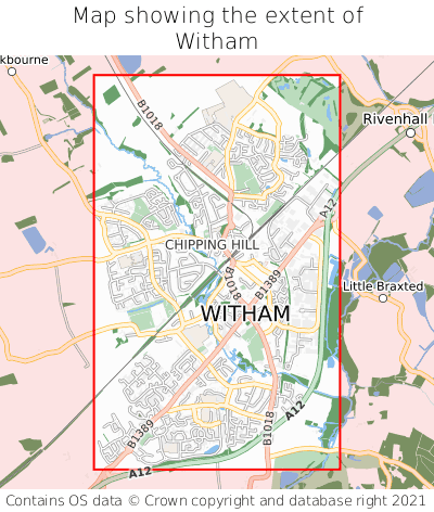 Map showing extent of Witham as bounding box