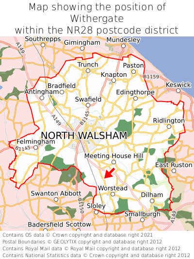 Map showing location of Withergate within NR28