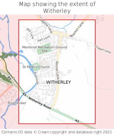 Map showing extent of Witherley as bounding box