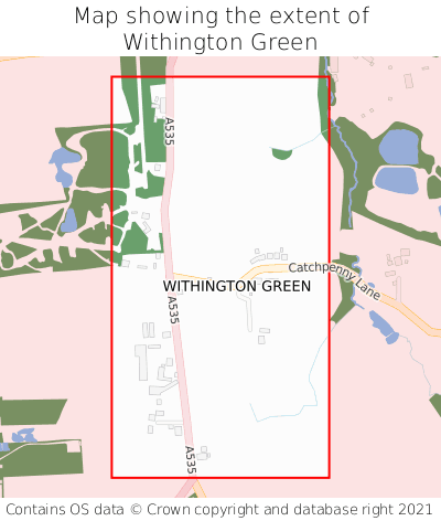 Map showing extent of Withington Green as bounding box