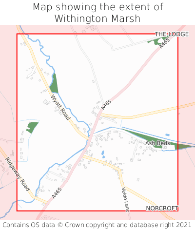 Map showing extent of Withington Marsh as bounding box