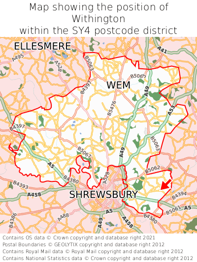 Map showing location of Withington within SY4