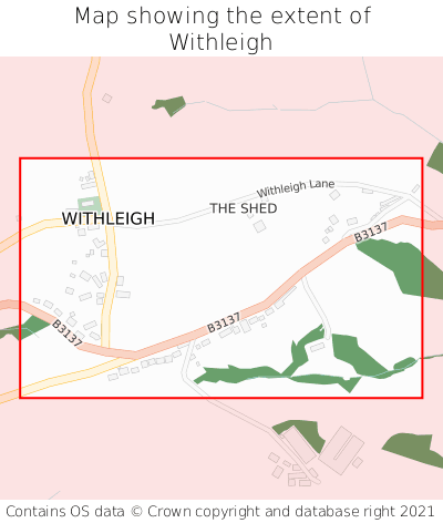 Map showing extent of Withleigh as bounding box