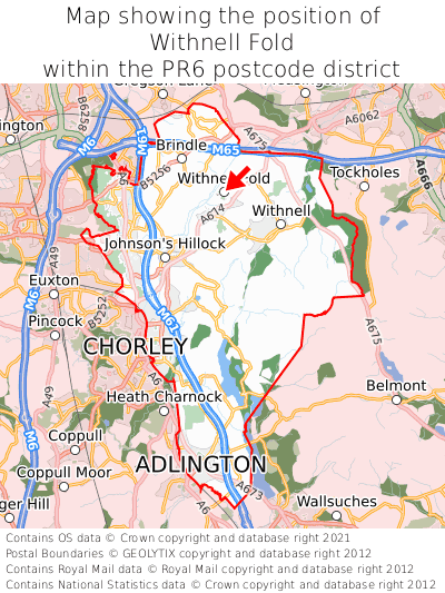 Map showing location of Withnell Fold within PR6