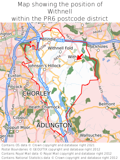 Map showing location of Withnell within PR6
