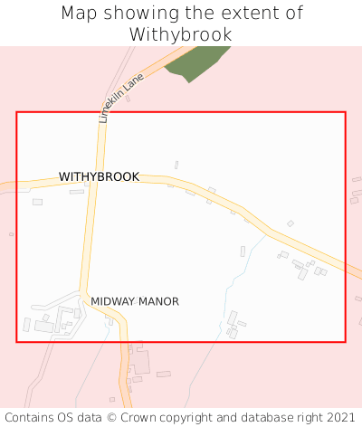 Map showing extent of Withybrook as bounding box